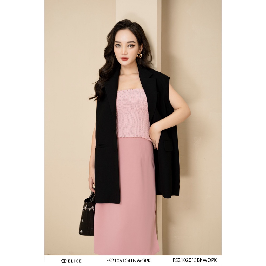 Áo gile đen chờm vai thiết kế Elise FW2108011TVWOBK