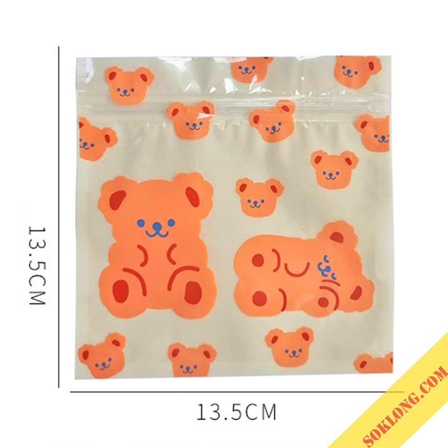 Túi zip chống nước hình gấu size 13.5cm đựng phụ kiện Sổ KLONG, quà tặng cute K19