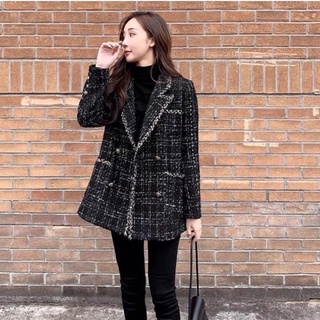 ÁO DẠ TWEED ĐEN VIỀN