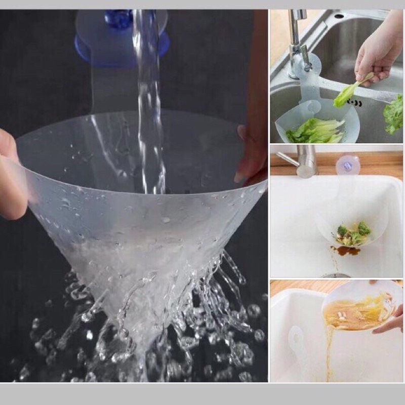 Phễu hứng cặn thức ăn , Lọc rác bồn rửa chén dạng phễu làm bằng nhựa cứng, dày có thể rửa và sử dụng nhiều lần