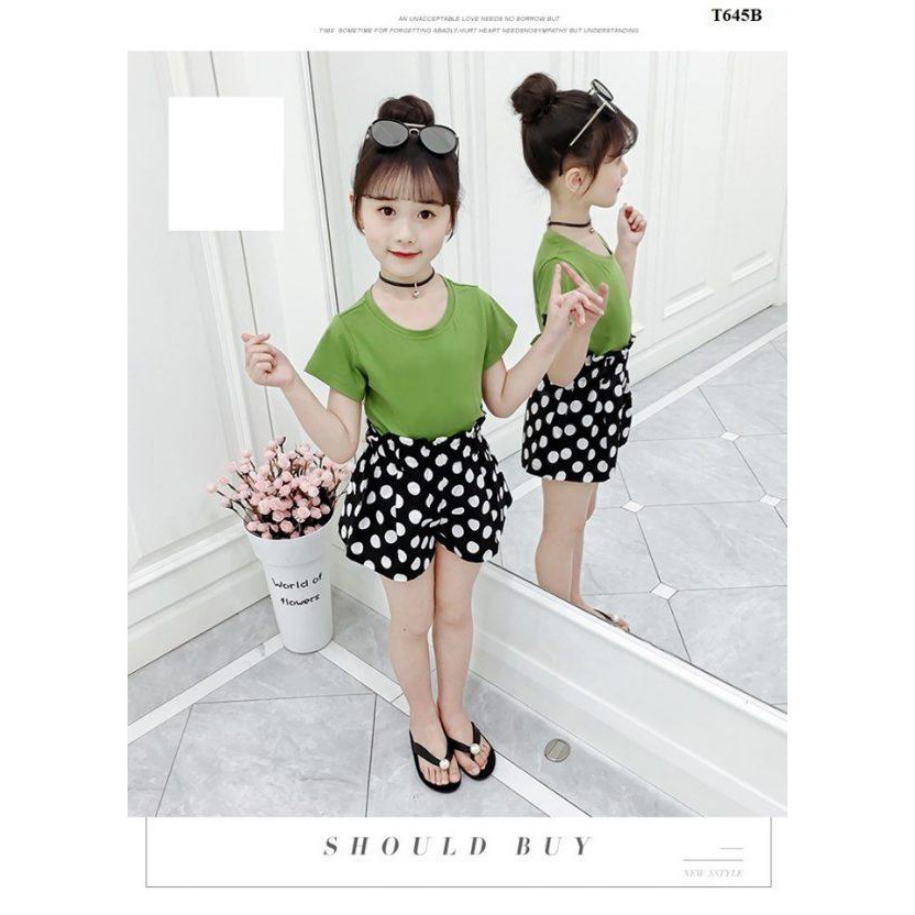 [ xả kho ] EB Sét bộ quần áo trẻ em mẫu quần chấm bi dành cho bé gái 1-5 tuổi