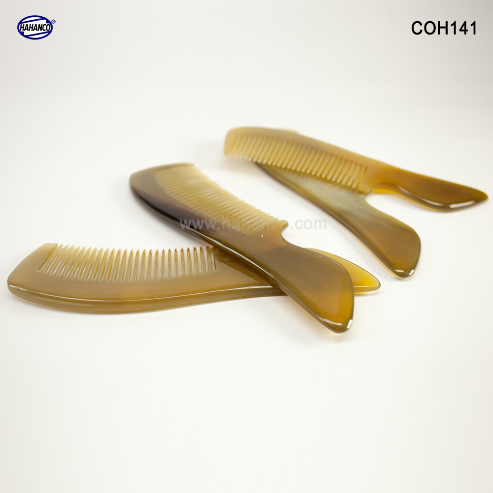 Lược sừng xuất Nhật - COH141 (Size: M - 16cm) Lược chuôi vát - Horn Comb of HAHANCO - Chăm sóc tóc