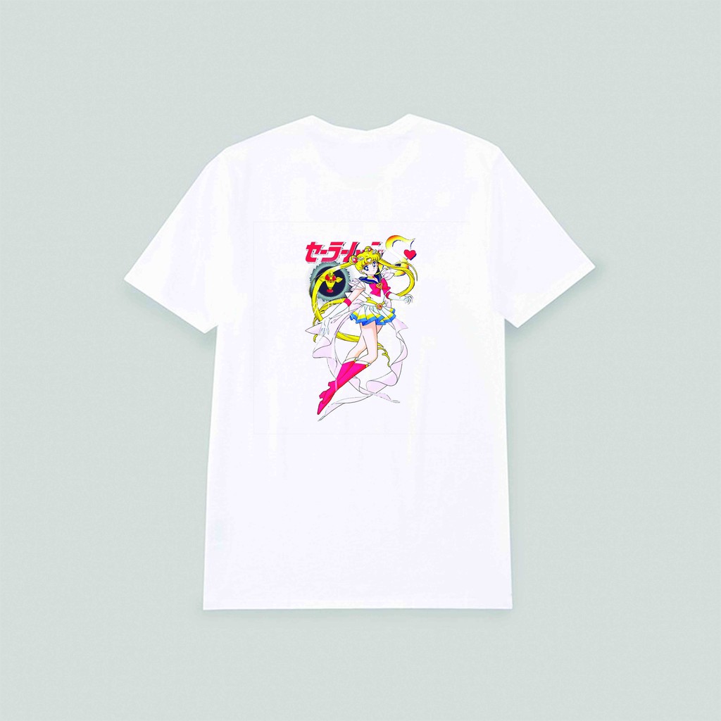 Áo thun phông trắng in hình Cardcaptor Sakura Thủ Lĩnh Thẻ Bài Sailor Moon Thủy Thủ Mặt Trăng anime chibi thời trang