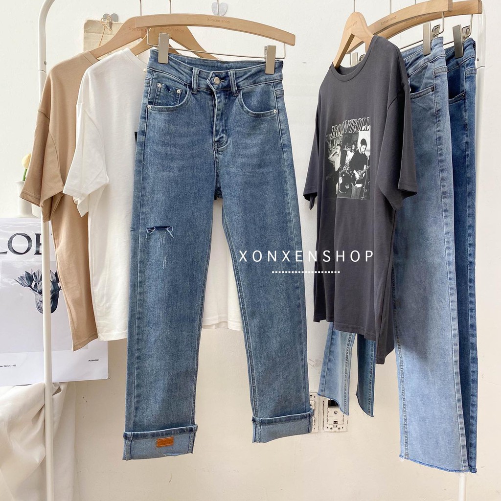 Quần jean ống đứng quần bò ống rộng chuẩn form XONXEN SHOP size s m l mã 3361