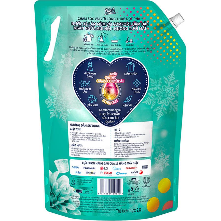 Nước Xả Làm Mềm Vải Comfort Chăm Sóc Chuyên Sâu Ngăn Ngừa Mùi Hôi Hương Tươi Mát túi 2.8L