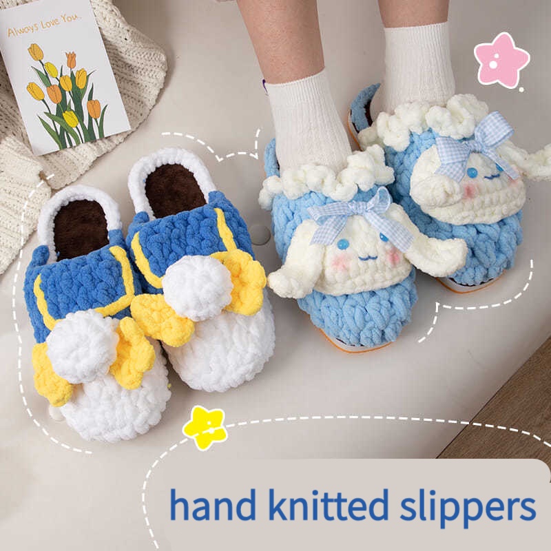 ☑Dép Sanrio☑Dép Bông Đan Len Thủ Công Hình Chú Chó Cinnamon Đáng Yêu Cho Nam Nữ