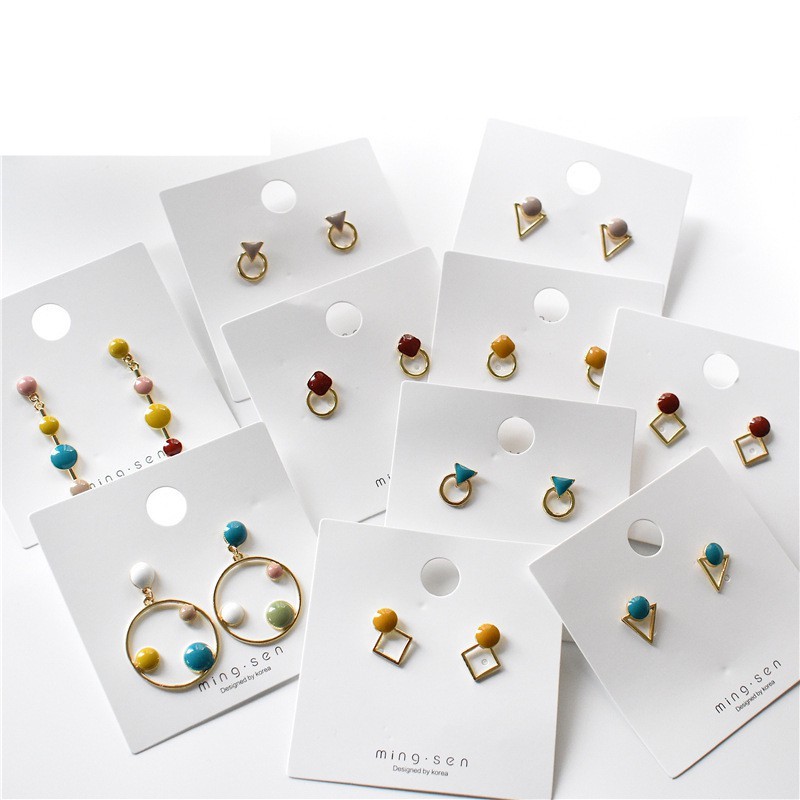 Khuyên Tai Họa Tiết Hình Học Nhiều Màu A632