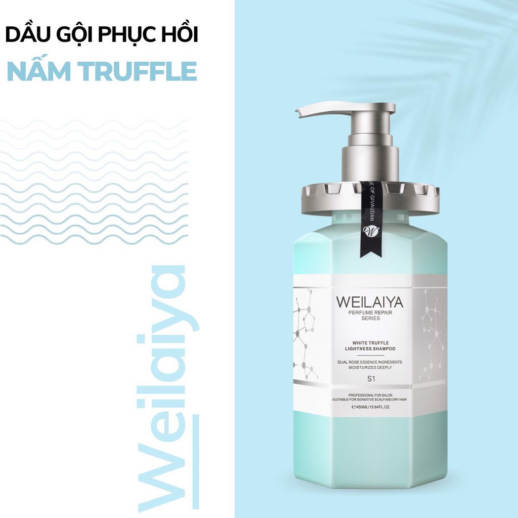 Dầu gội phục hồi Weilaiya nấm Truffle nuôi dưỡng da đầu phục hồi tóc hư tổn gội 450ml xả 450ml Zuka Beauty