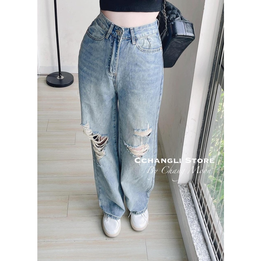 Quần Jeans bò ống sớ rách cá tính