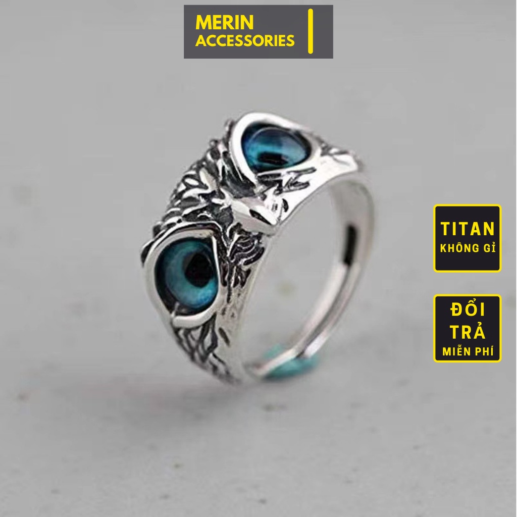 Nhẫn Nam Nữ Unisex Thời Trang Eagle Ring Merin Accessories Màu Bạc Cao Cấp - Nhẫn Unisex Đẹp Cá Tính Chất Liệu Titan