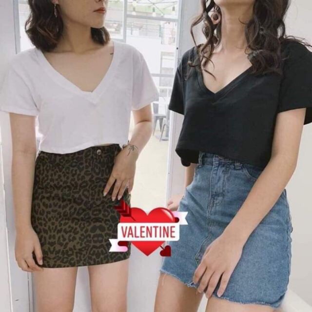 Áo Croptop cổ tim FROM RỘNG  cực xinh(KÈM ẢNH THÂT)
