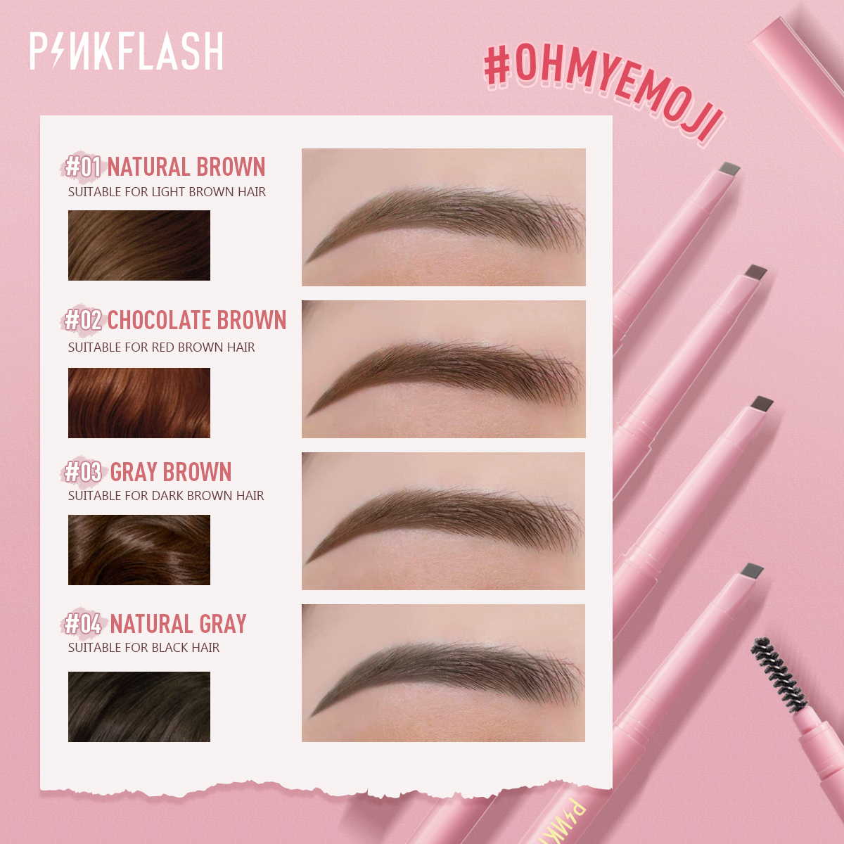[Hàng mới về] Pinkflash Bút Chì Vẽ Lông Mày Xoay Tự Động 8h Chống Nước Lâu Trôi | BigBuy360 - bigbuy360.vn