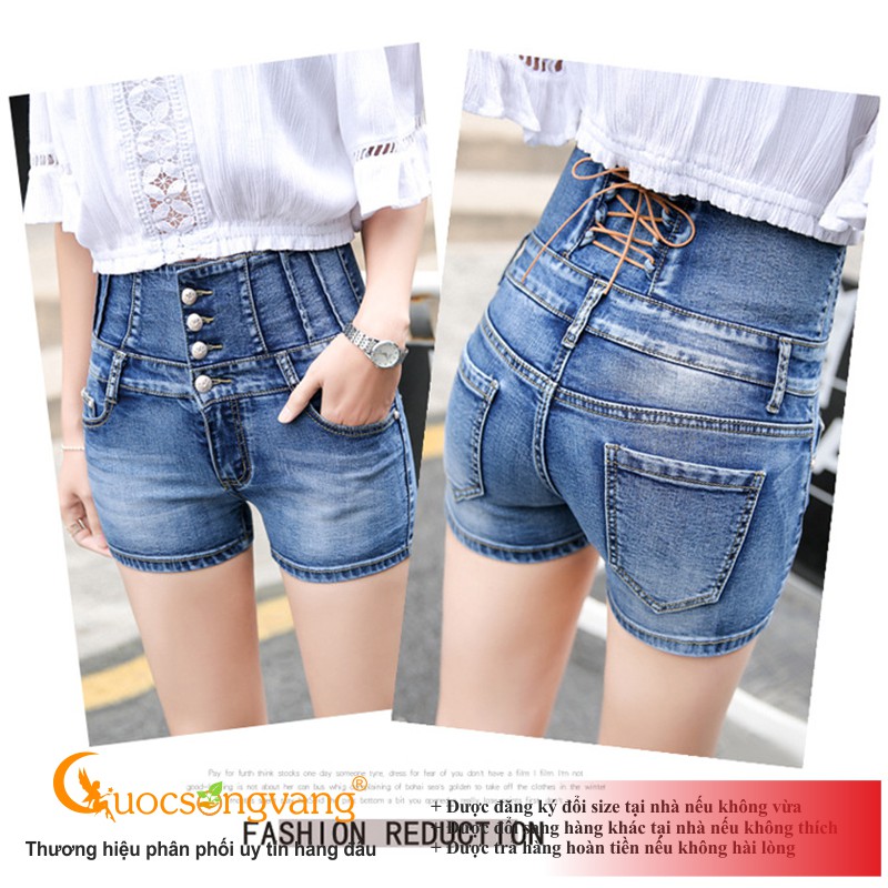 Quần nữ quần short jean nữ co giãn lưng cao nhiều nút GLQ031 Cuocsongvang