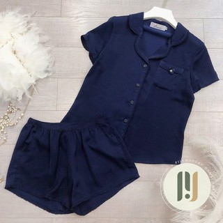 Bộ đồ pijama lụa, bộ lụa Cộc Đùi viền bèo nơ túi xinh xắn