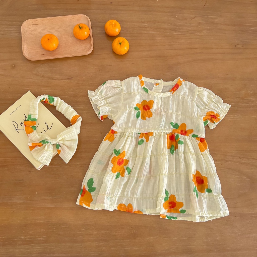 Áo Liền Quần Bằng Cotton Tay Ngắn Họa Tiết Hoa Phong Cách Phương Tây Thời Trang Mùa Hè 2023 Cho Bé Gái