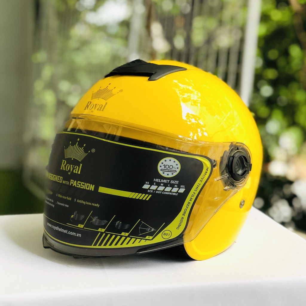 Mũ bảo hiểm 3/4 Royal M270, nón bảo hiểm trẻ em có kính, thông thoáng khí cho vòng đầu từ 47-52cm