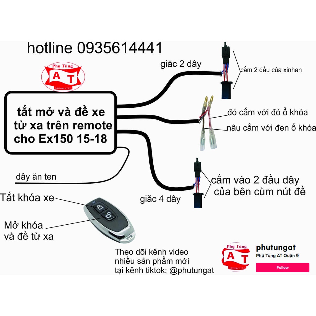 Bộ Mạch Tắt Mở Máy và Đề Xe Từ Xa xe Ex135 Ex150 Ex155