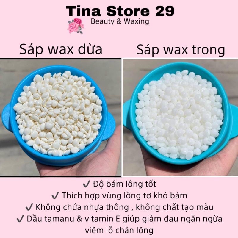 Viên wax lông trong suốt wax bean nhập khẩu [ tặng que gỗ] giúp wax sạch lông các vùng cơ thể - tinastore29