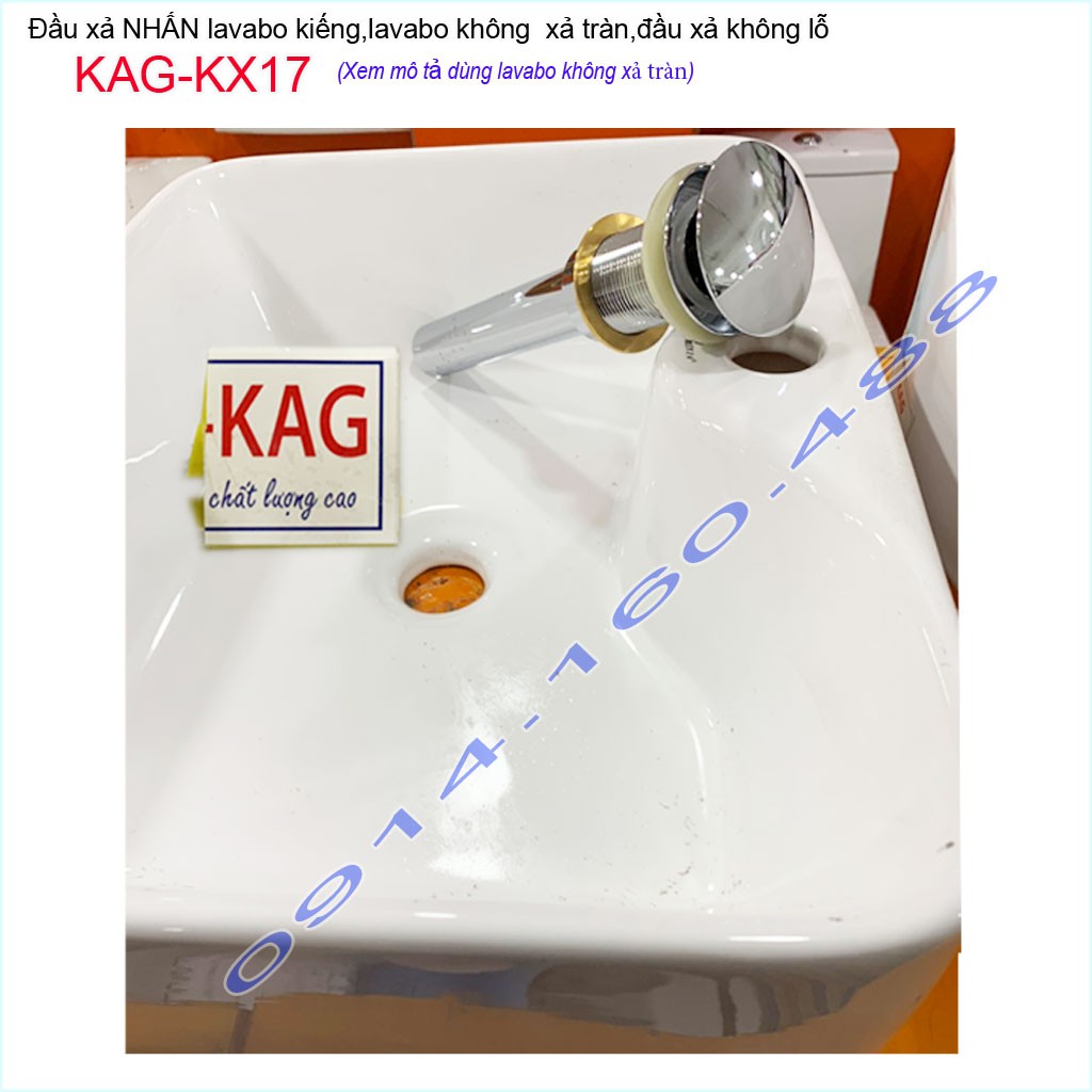Ống xả ấn tay lavabo KAG-KX21 , đầu xả nhấn chậu rửa mặt inox dày thoát nước nhanh sử dụng tốt