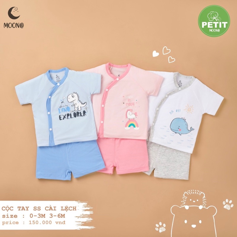 Bộ cộc tay cài chéo Moon@ cho bé trai/bé gái