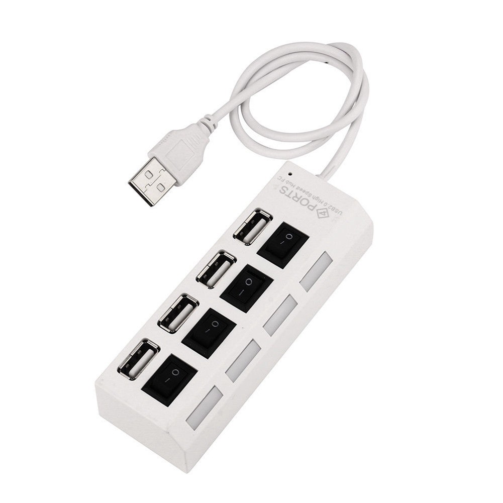 4 Ports USB 2.0 High Speed Power ON/OFF Switch Hub Adapter for Computer Laptop
