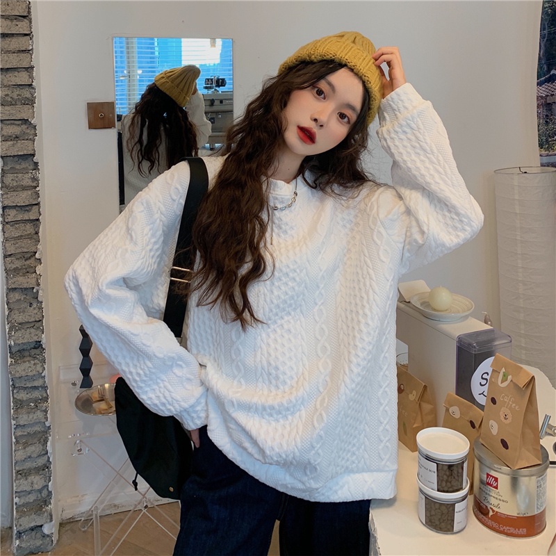 Áo Sweater Màu Trơn Dáng Rộng Phong Cách Cổ Điển Thời Trang Hàn Quốc Cho Nữ Xiaozhainv | BigBuy360 - bigbuy360.vn