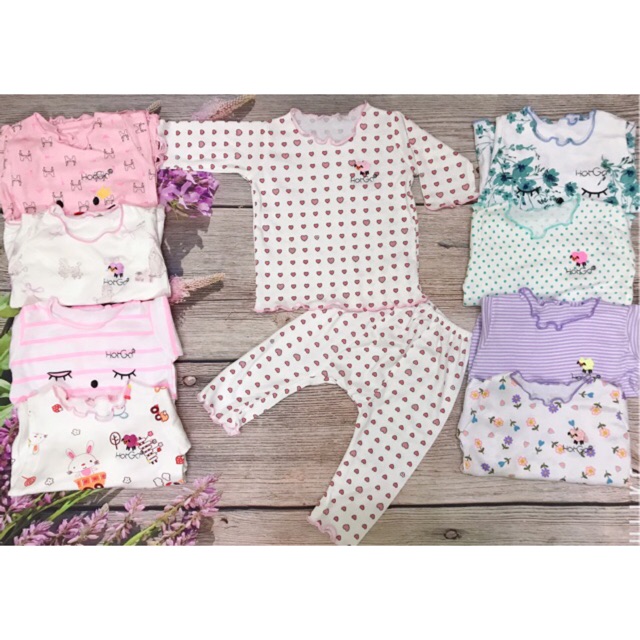 Bộ tay dài thun mát hotga cho bé gái 5-12kg