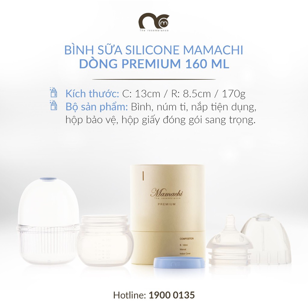 Bình sữa Mamachi chất liệu Silicone y tế 100% ( 160ml)