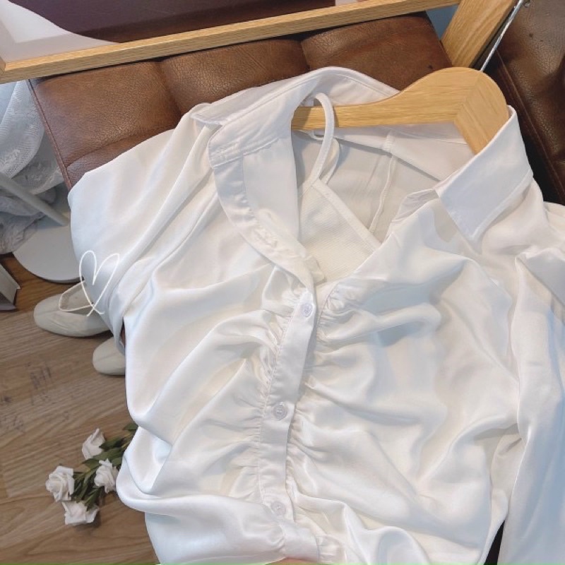 ĐẦM SƠ MI TAY DÀI NHÚN BODY SANG CHẢNH