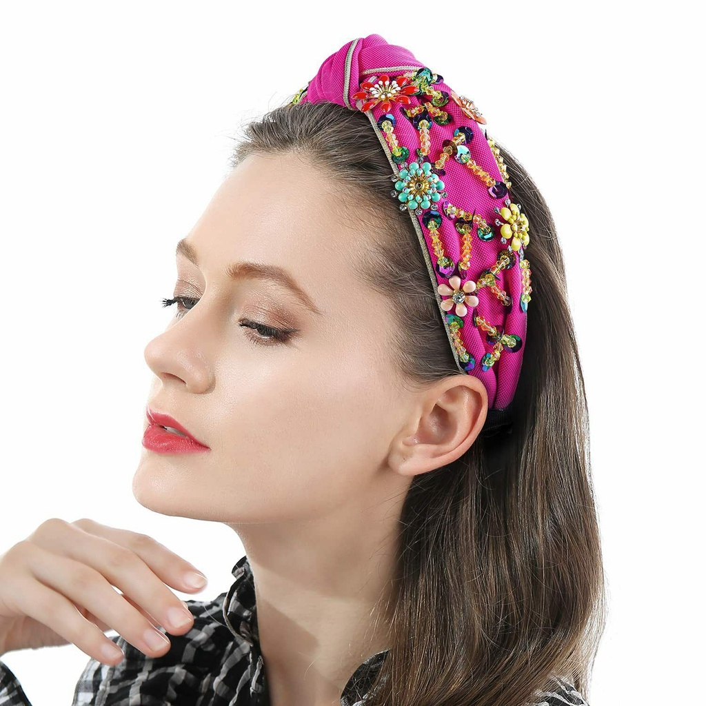 Cài tóc Haimeikang chất liệu vải đính đá giả phong cách retro thời trang cho nữ