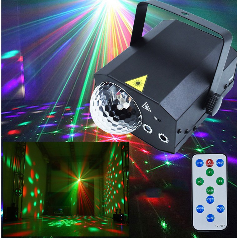 Đèn led laser cảm biến âm thanh-sử dụng cho phòng diện tích rộng, karaoke, sân khấu (Có remote)