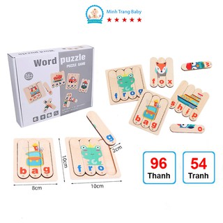 Đồ chơi gỗ thông minh bộ ghép hình 96 thanh kết hợp học tiếng anh cho bé phát triển trí tuệ