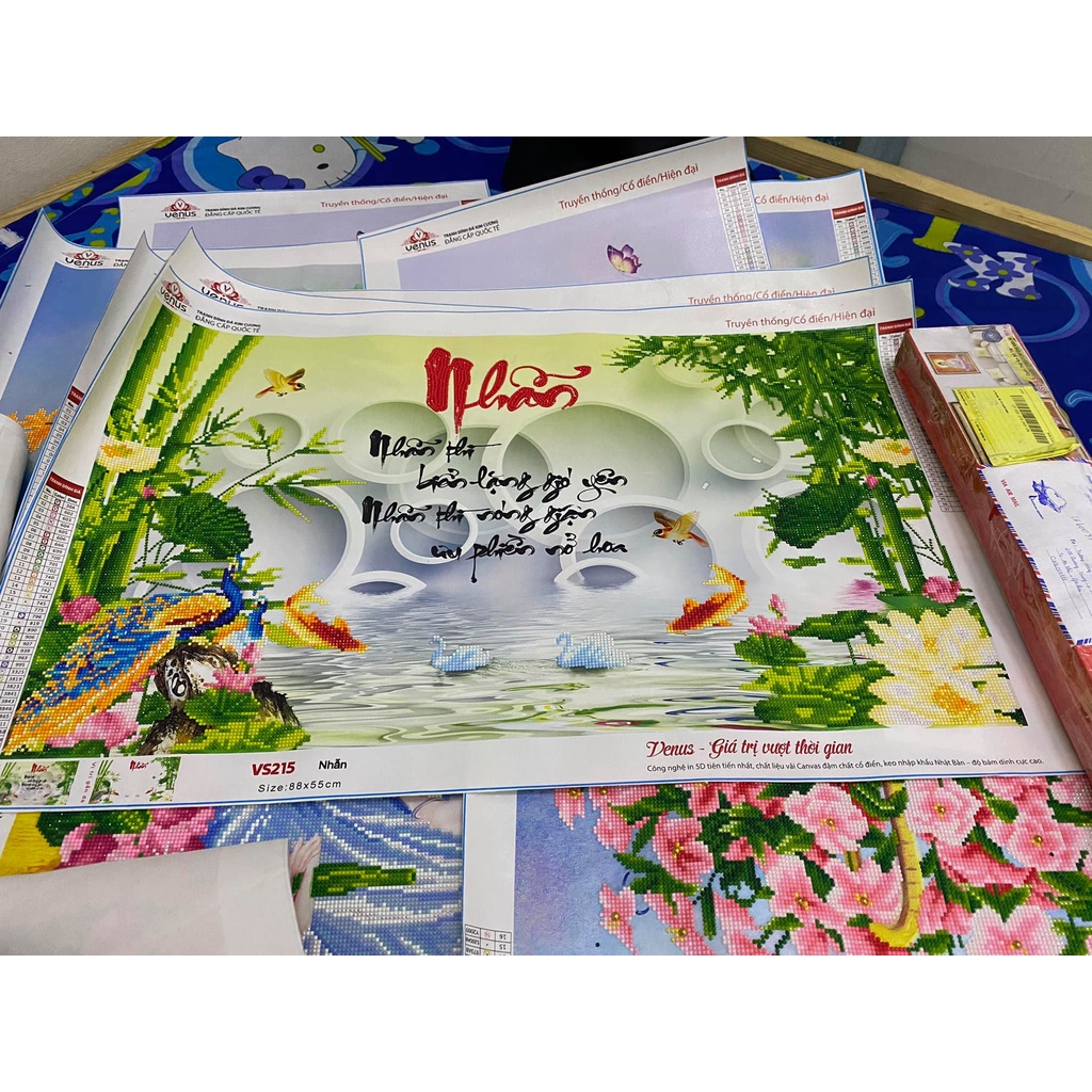 Tranh đính đá Chữ Nhẫn - Tranh chưa đính đá