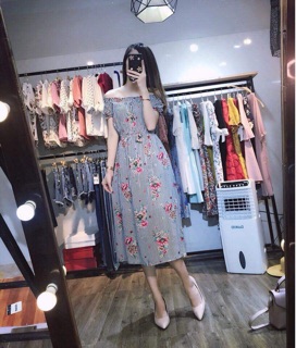 SỈ=LẺ Đầm maxi hoa trễ vai CC