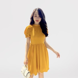 Đầm váy nữ công sở 92wear dáng xòe ngắn tay tay bồng dea0292