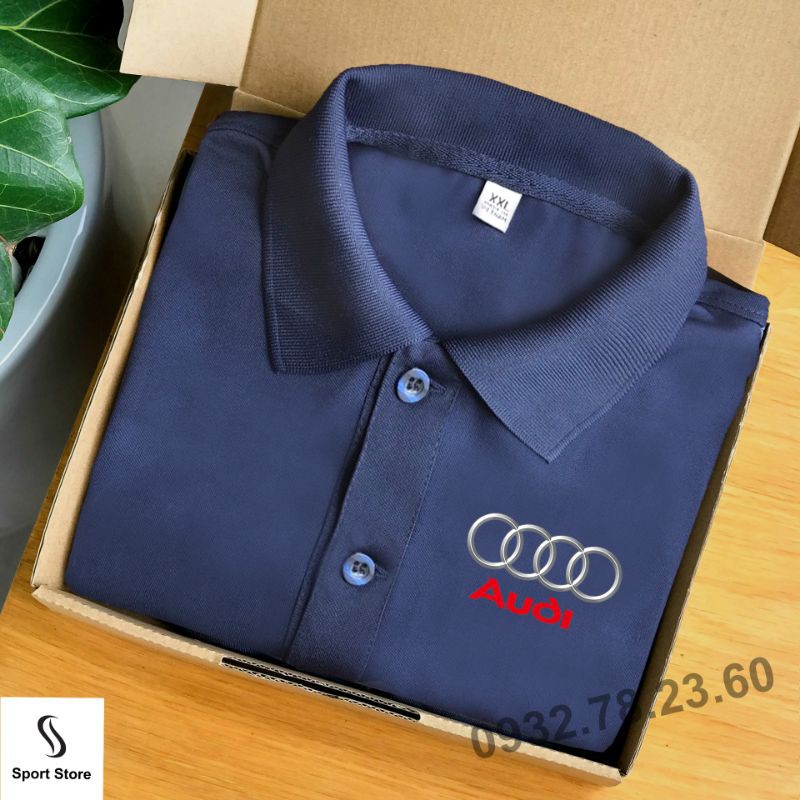 Áo Thun Polo cổ bẻ ngắn tay Audi Cao Cấp, Vải Đẹp, Cotton Không Xù Lông, trẻ trung sang trọng - Màu Xanh Đen - GUCATI