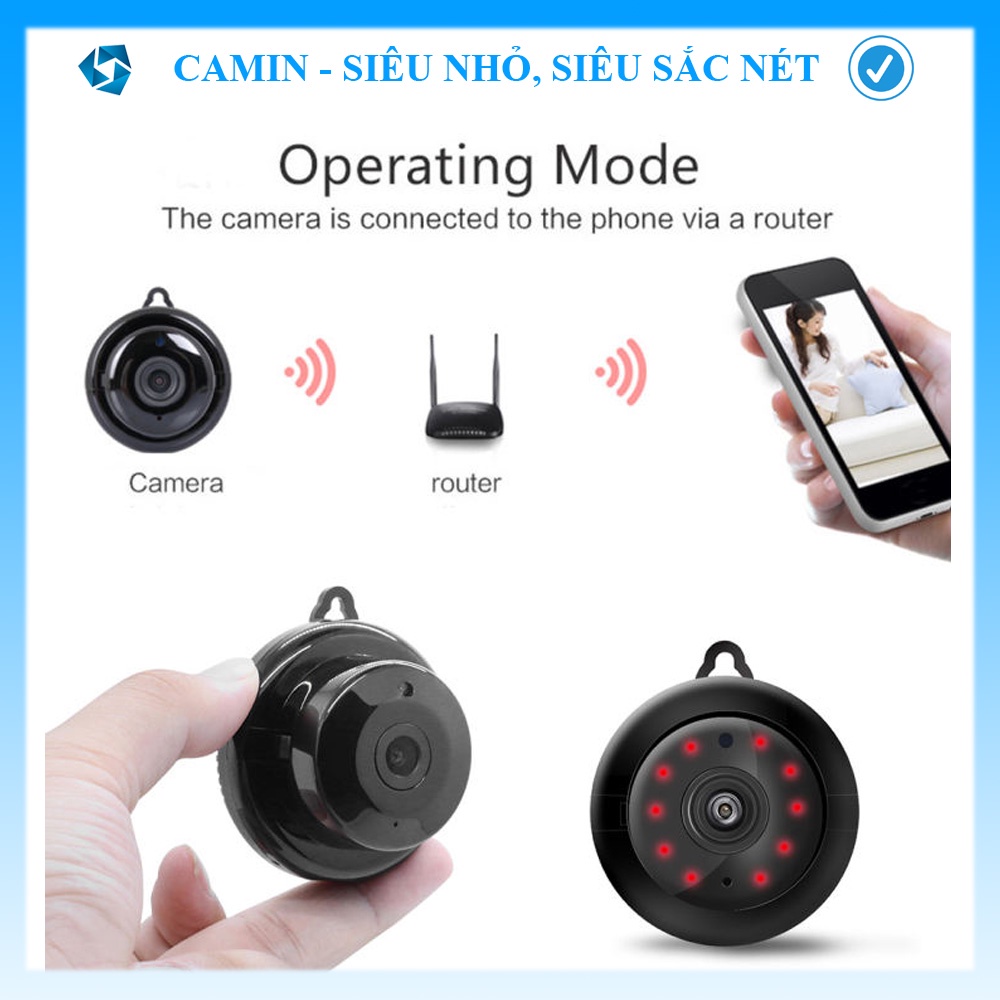 [Freeship] Camera mini wifi IP V380 HD giám sát, anh ninh không dây kết nối với điện thoại, có hồng ngoại quay ban đêm