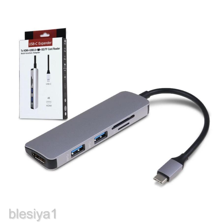 Type C USB C to 4K HDMI Adapter USB 3.0 Hub with TF Card Reader Gray AC1402