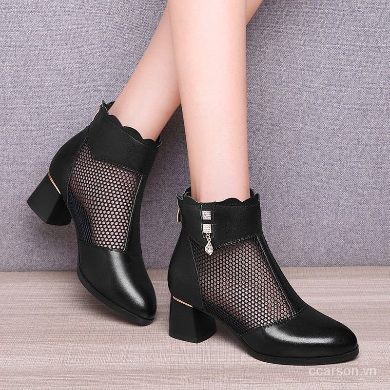 Mesh Sandals Women's2021Summer New Korean Style All-Matching Chunky Heel Casual Women's Shoes Closed Toe Sandal Boots Women's Mesh Boots Dr. Martens Boots