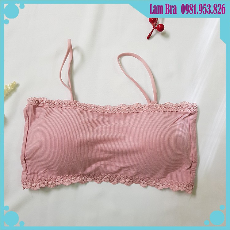 ÁO BRA  2 DÂY COTTON GÂN TĂM VIỀN HOA SÀNH ĐIỆU, DỄ THƯƠNG