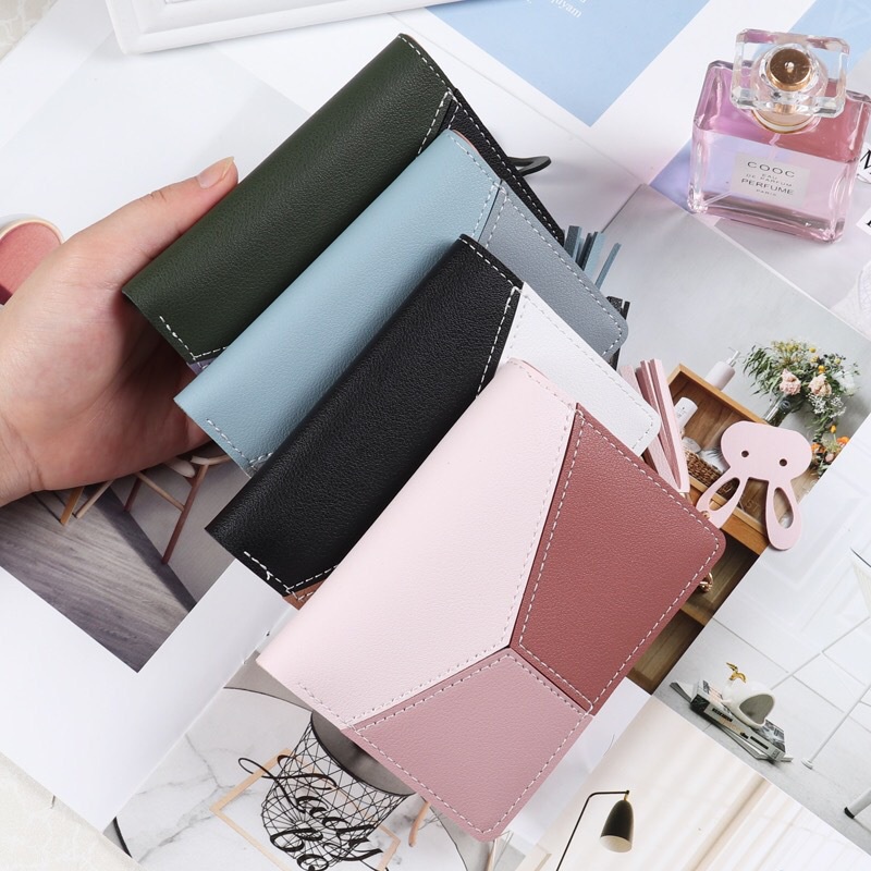 Ví Nữ Dáng Ngắn Phối Màu Thời Trang Phong Cách Hàn Quốc