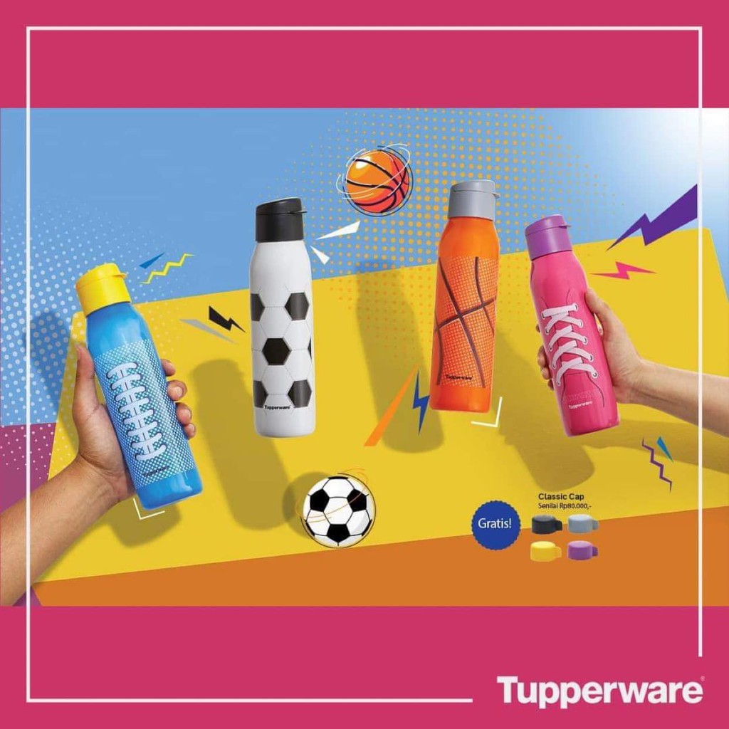 Tupperware &lt;3 BÌNH NƯỚC ECO BOTTLE FUNKY FUN 500ML màu mới có nắp vặn và bật (1 bình)