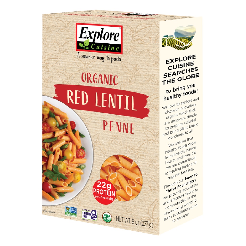 Nui Ống Đậu Lăng Đỏ Hữu Cơ Explore Cuisine Red Lentil Rigatoni 250g