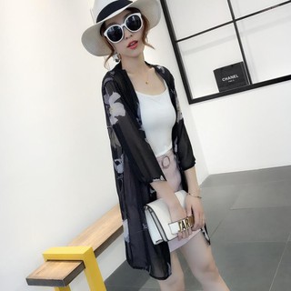 Kimono họa tiết hoa  - Ảnh Thật- Hàng có sẵn - Hàng nhập khẩu 100% - Áo choàng, áo lưới , kimono đi biển , đi chơi  ྇