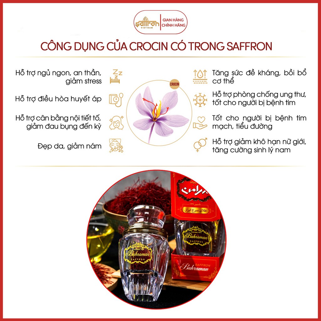 COMBO Nhụy Hoa Nghệ Tây SAFFRON BAHRAMAN 1Gr x 3 hộp [Date 03/2023]