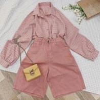 Quần Short Kaki Lửng Ulzzang Quần đùi denim ngố Ống rộng cạp cao Dáng Hàn Quốc (có bigsize)  ྇