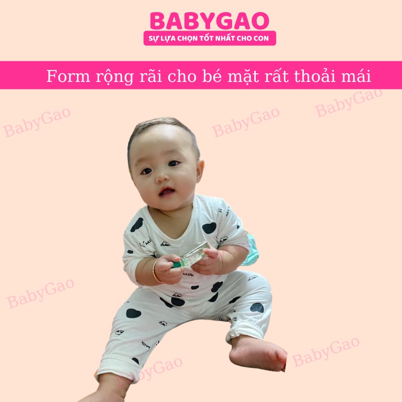 Đồ Bộ Bé Trai Bé Gái Vải Thun Lạnh Họa Tiết Bò Sữa Minkymom, Quần Áo Trẻ Em - Bộ Dài Tay Cho Bé Mặc Ngủ Điều Hòa BabyGao