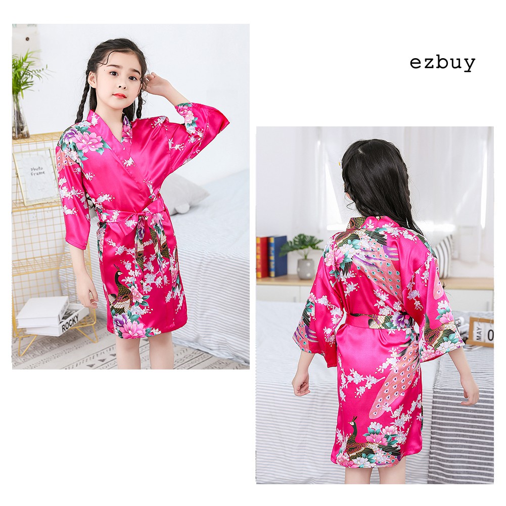 Áo Choàng Ngủ Tay Dài Hoạ Tiết Hoa Cho Bé Gái