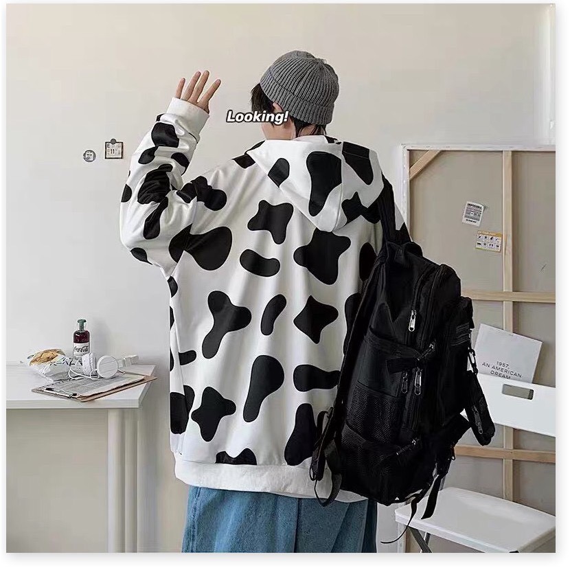 Áo hoodie nam họa tiết bò sữa form rộng phong cách hàn quốc | WebRaoVat - webraovat.net.vn