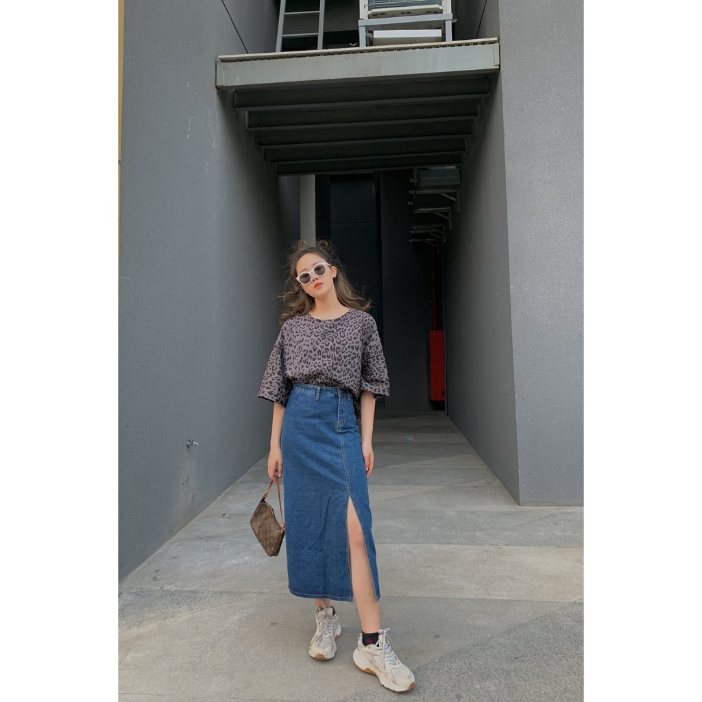 [Mã FADIRECT20 giảm 20K đơn 150K] chân váy bò dáng dài cạp lệch SK102 1994closet | BigBuy360 - bigbuy360.vn